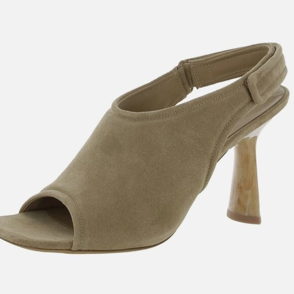 Vince Quest Solid Peep Toe Heels Dune Suede 9 - Picture 2 of 3